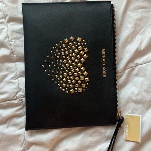 Brand New Michael Kors Black Leather Clutch